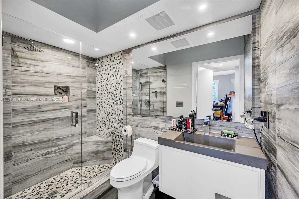 Bathroom, Glass Shower, Interior, Recessed Lighting