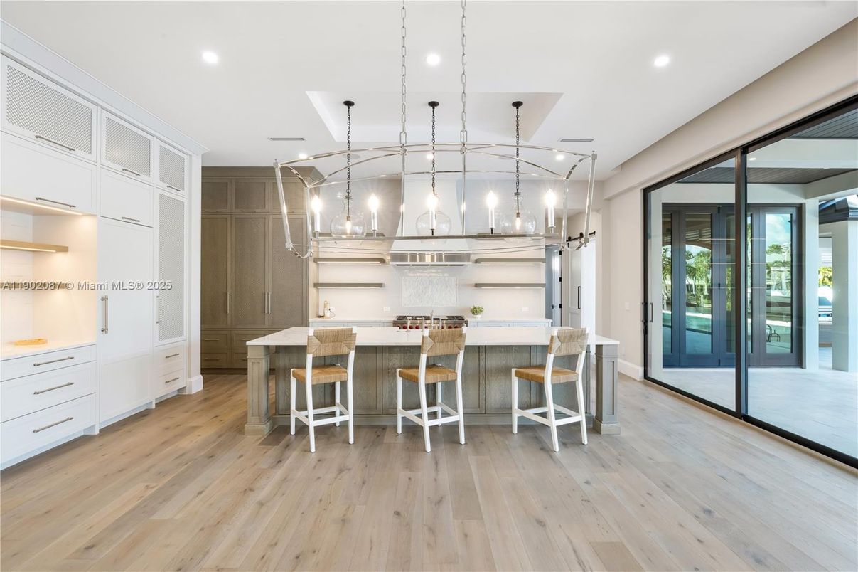 Interior, Kitchen, Pendant Lights, Recessed Lighting, Wood Texture Flooring