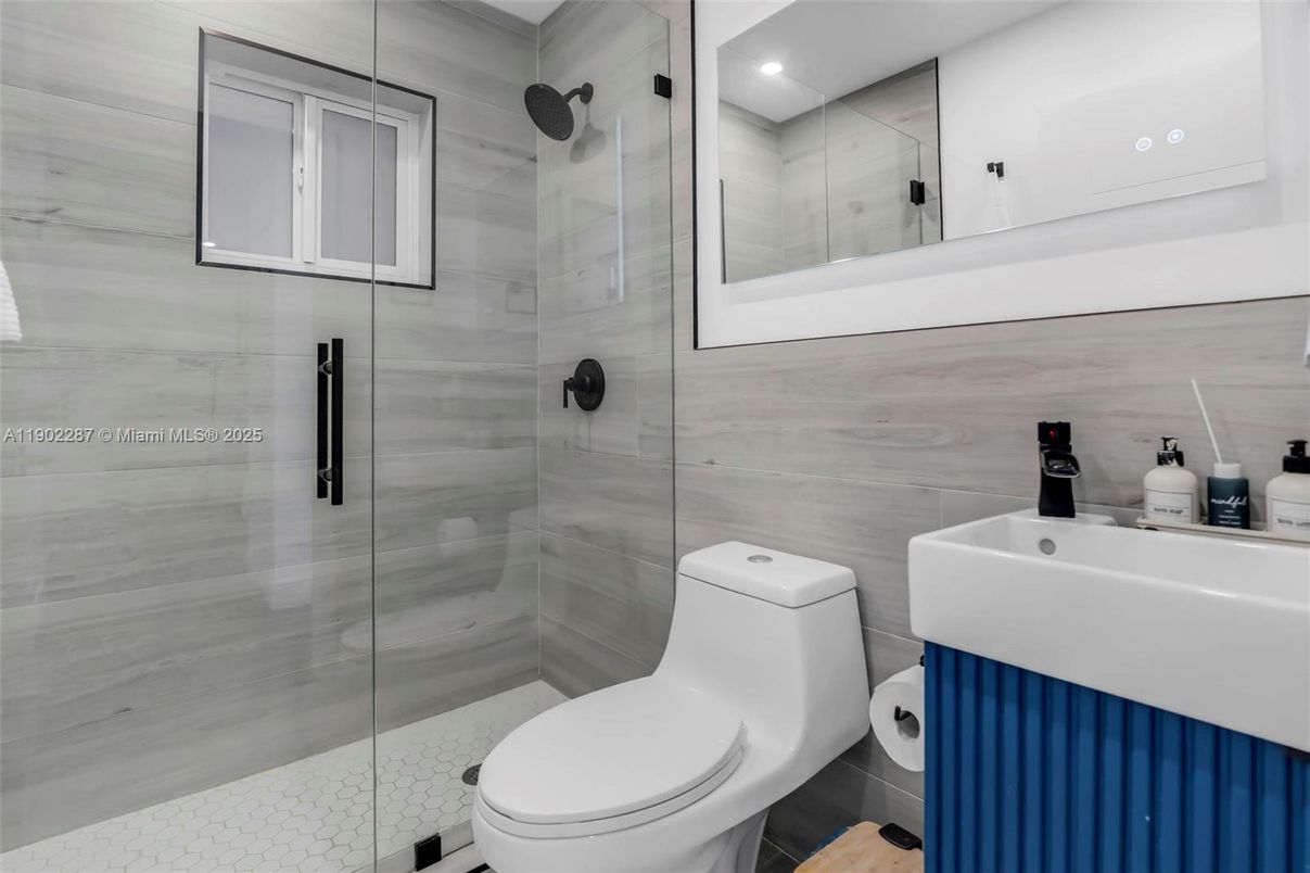Bathroom, Glass Shower, Interior, Recessed Lighting