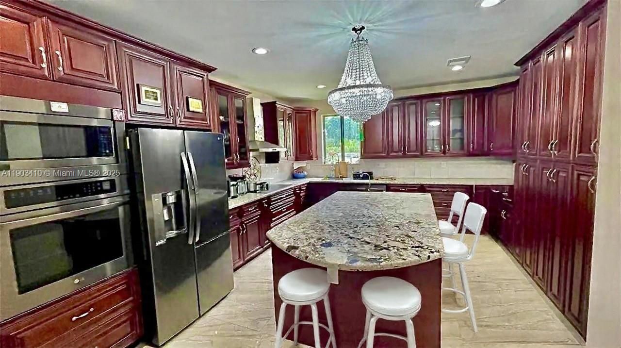 Chandelier, Interior, Kitchen, Pendant Lights, Recessed Lighting, Stainless Steel Appliances