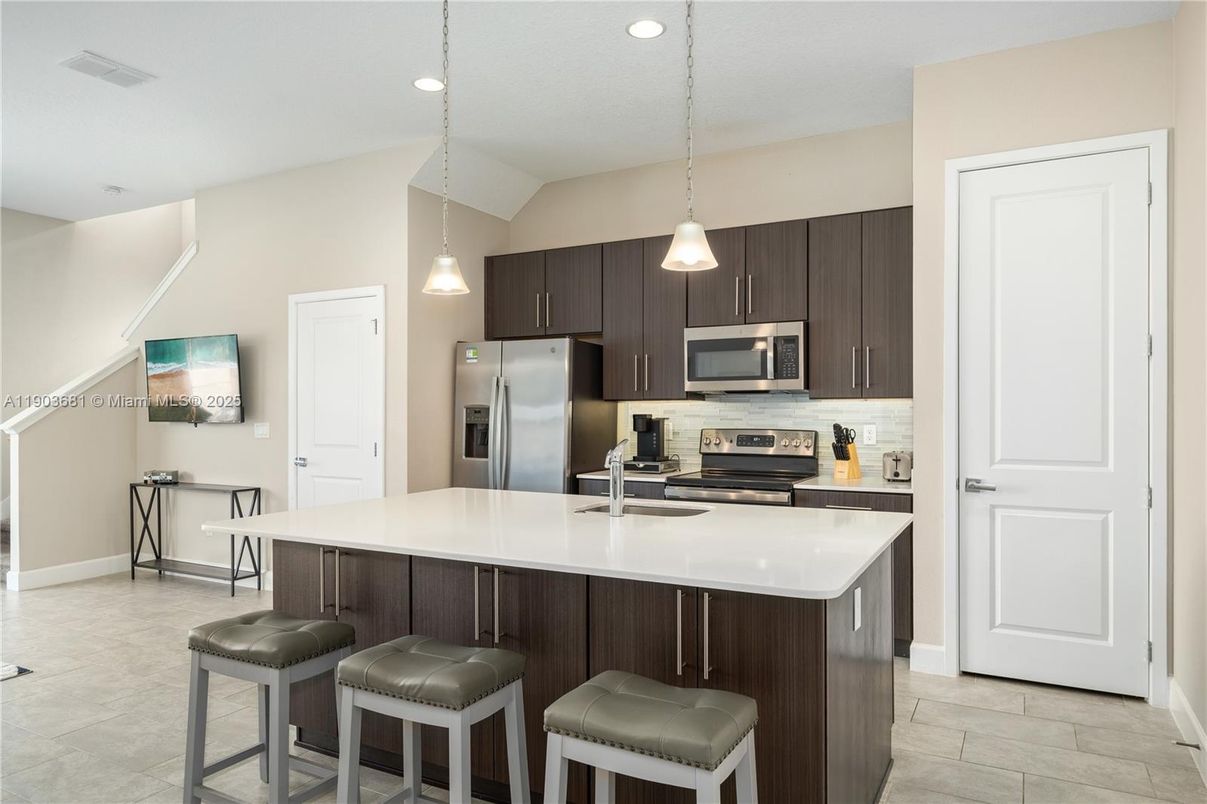 Interior, Kitchen, Pendant Lights, Recessed Lighting, Stainless Steel Appliances