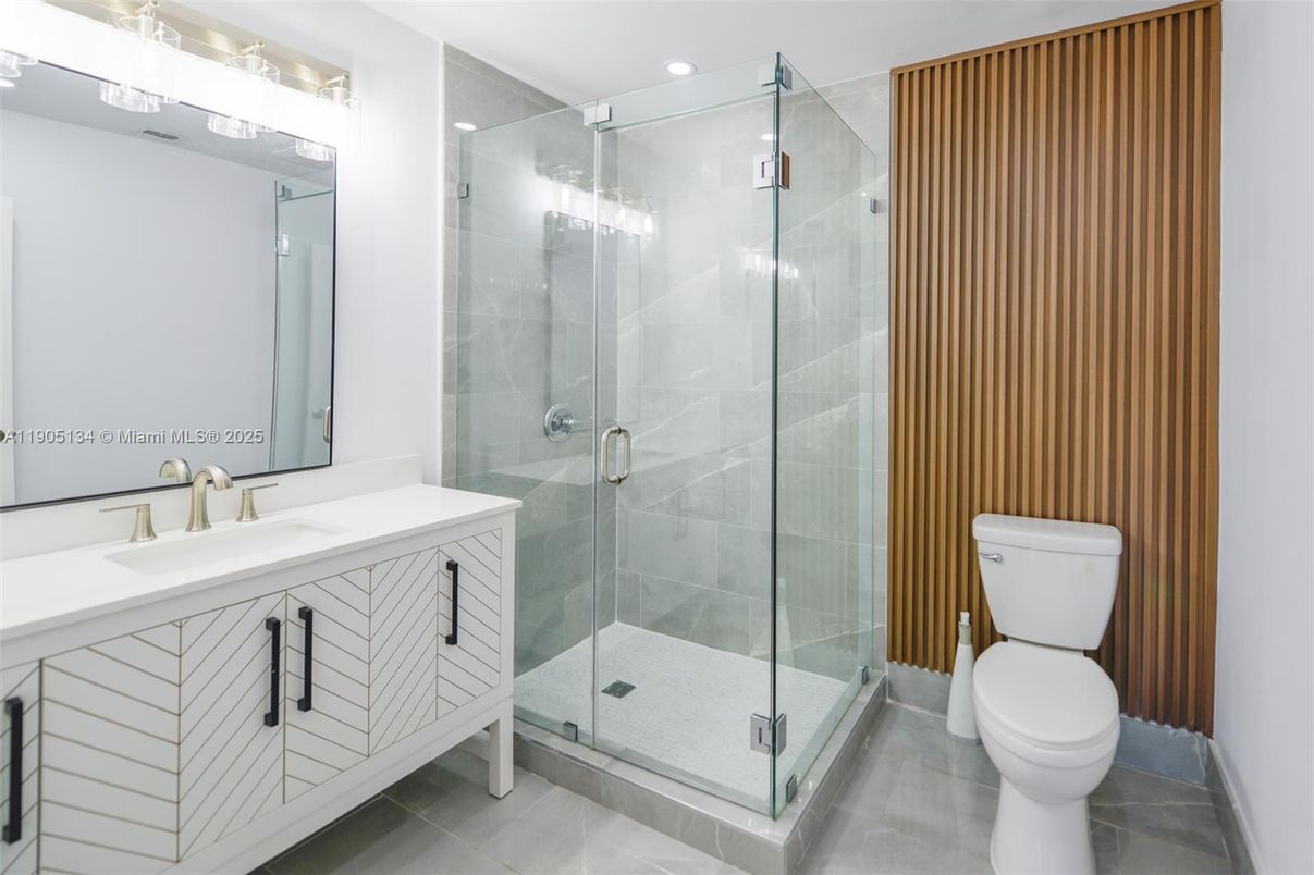 Bathroom, Glass Shower, Interior, Recessed Lighting