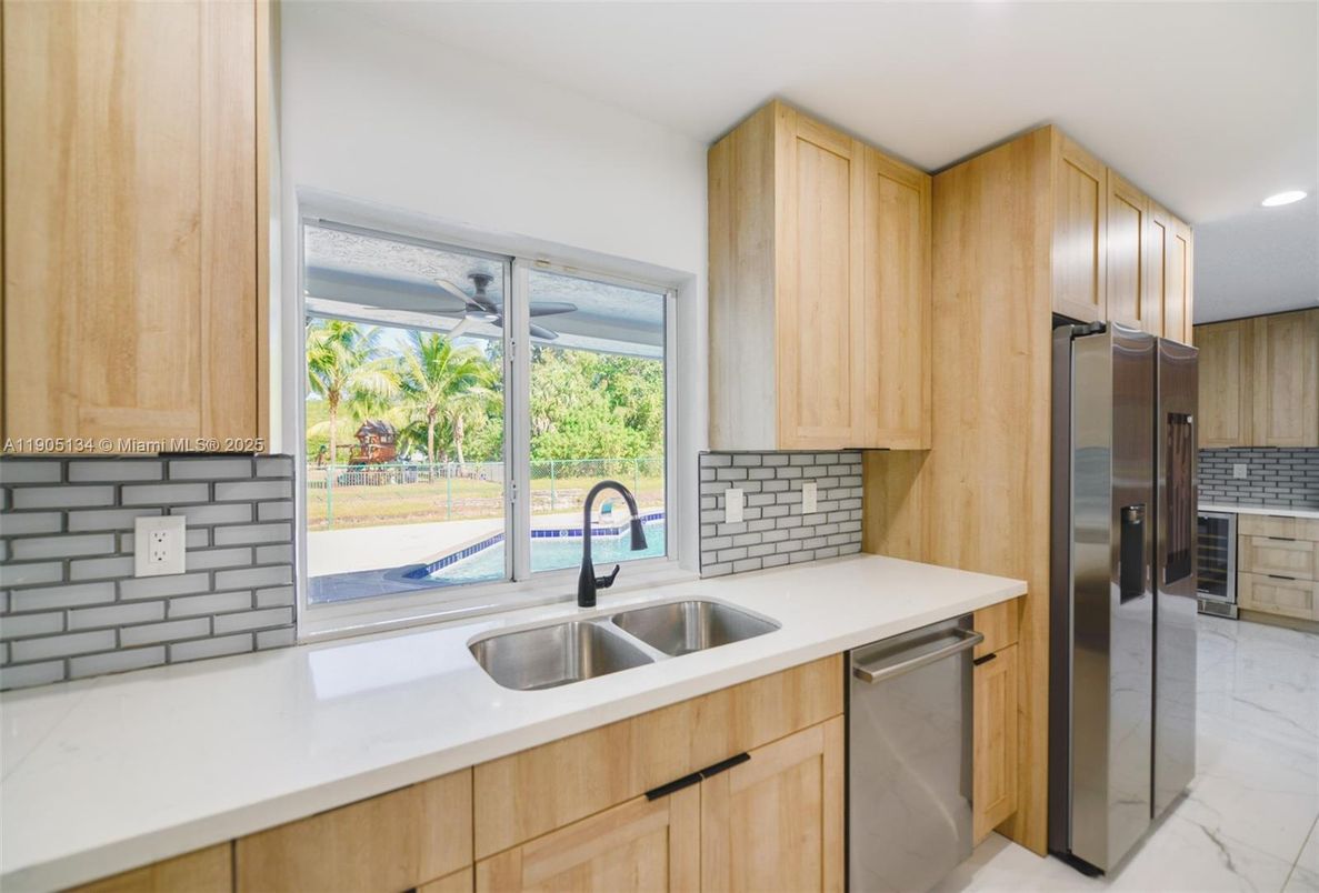 Interior, Kitchen, Marble, Recessed Lighting, Stainless Steel Appliances