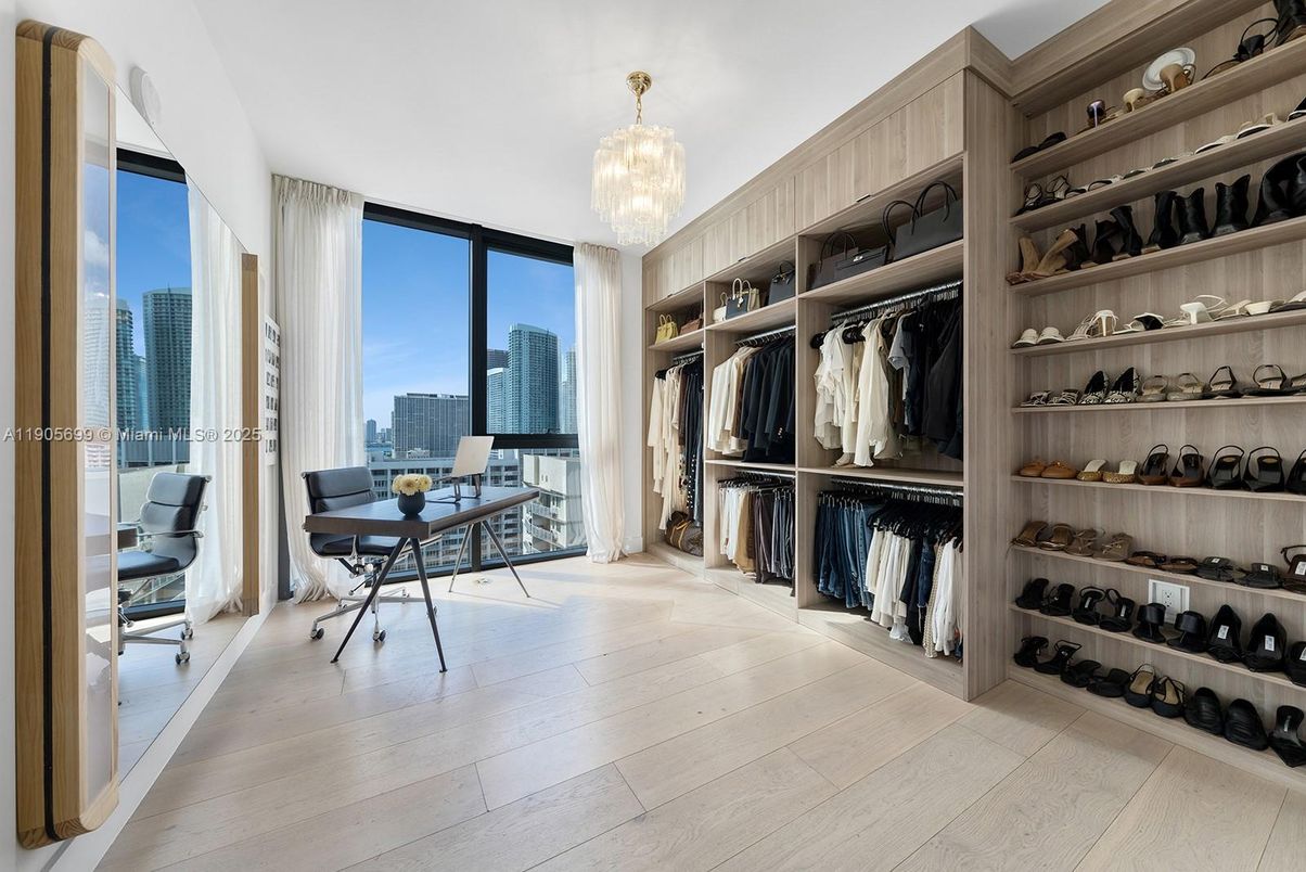 Chandelier, Interior, Walk-in Closets, Wood Texture Flooring