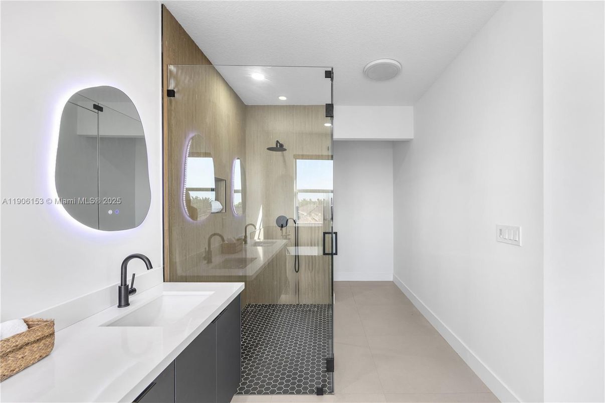 Bathroom, Glass Shower, Interior, Recessed Lighting