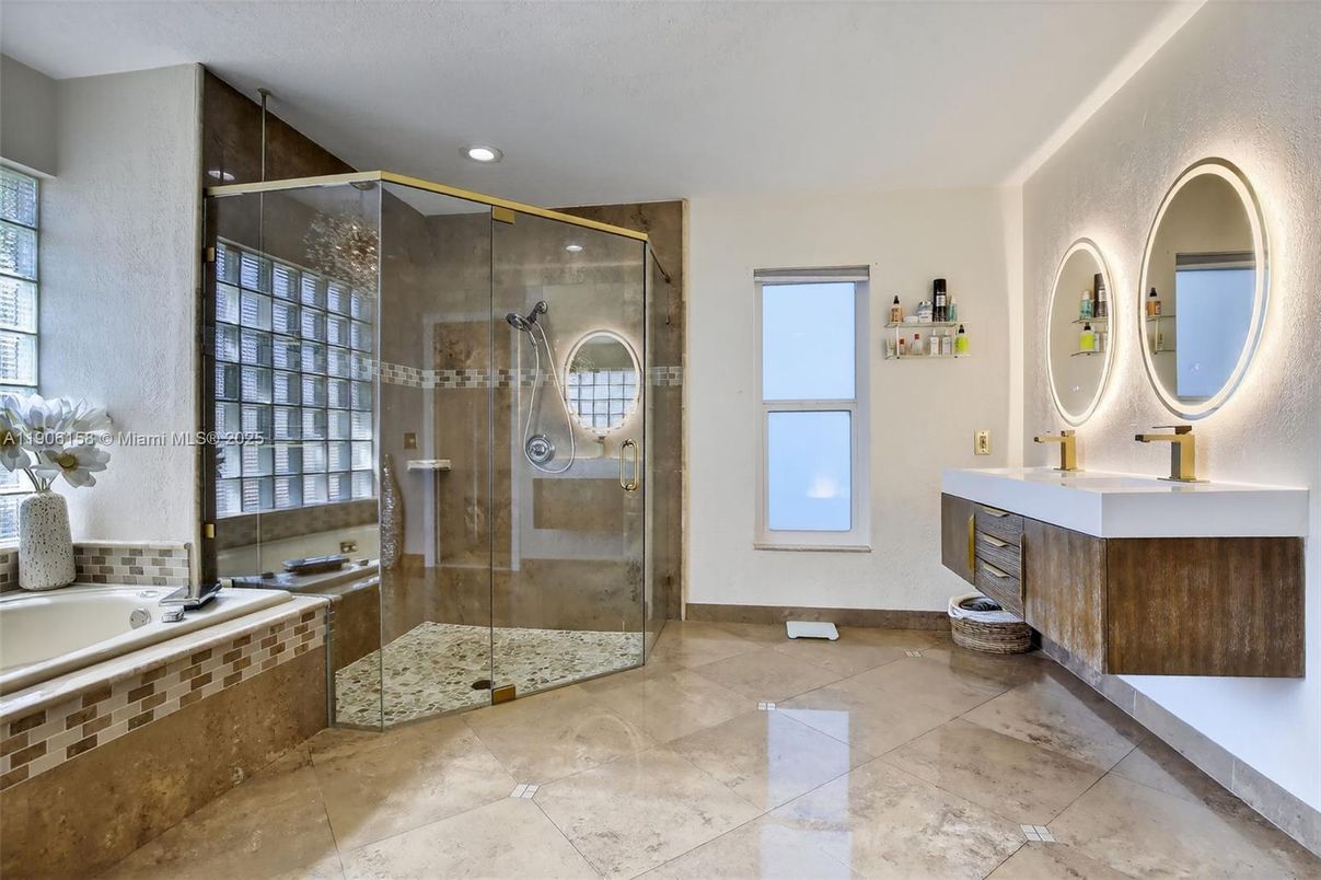 Bathroom, Glass Shower, Interior, Recessed Lighting