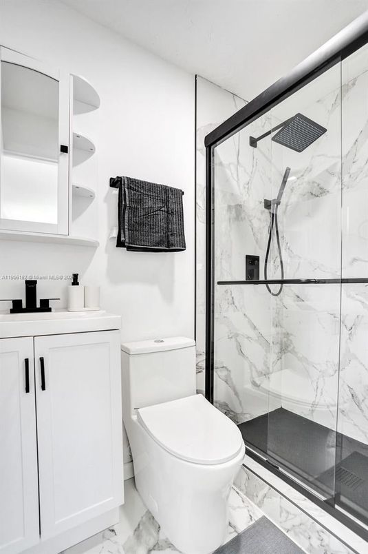 Bathroom, Glass Shower, Interior, Marble, Marble Walls