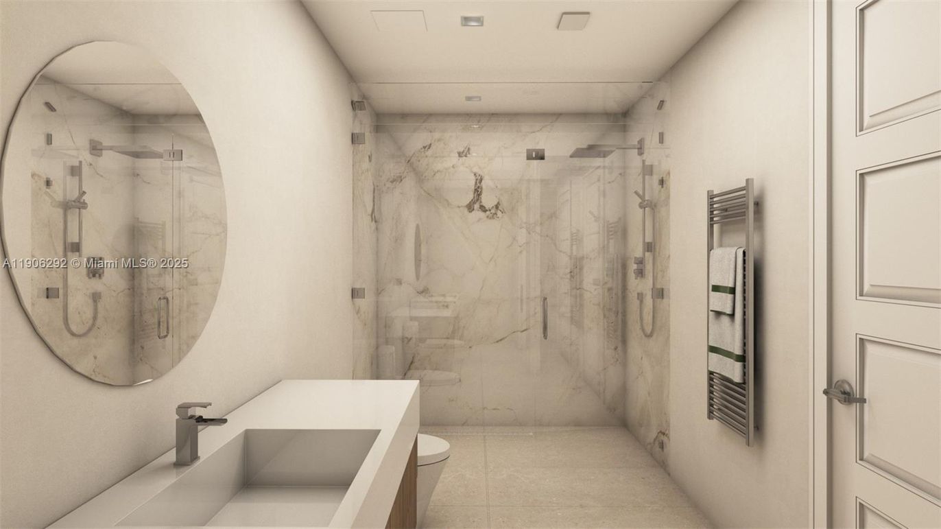 Bathroom, Glass Shower, Interior, Marble Walls