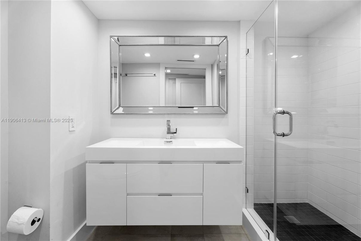 Bathroom, Glass Shower, Interior, Recessed Lighting
