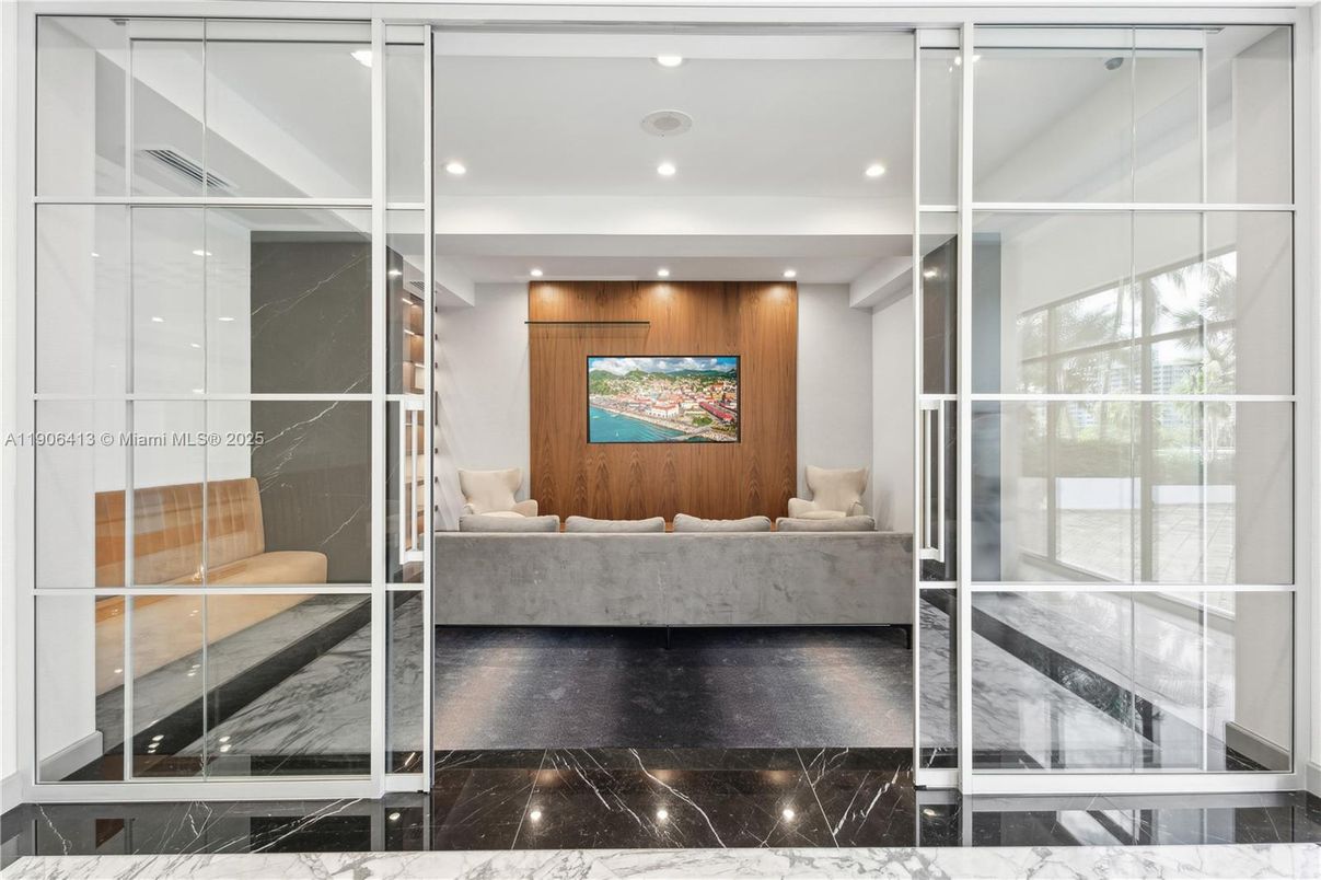 Interior, Living room, Marble, Recessed Lighting, Wooden Walls