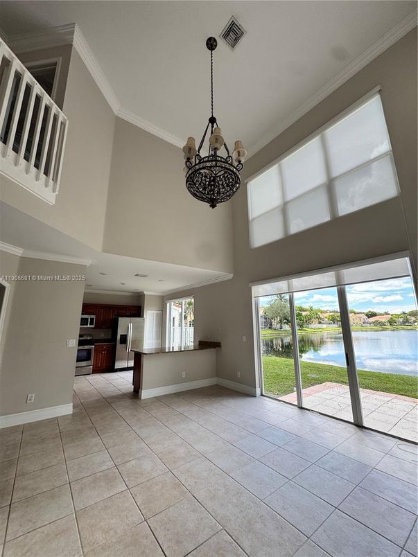 Chandelier, Empty room, Interior, Pendant Lights, Water