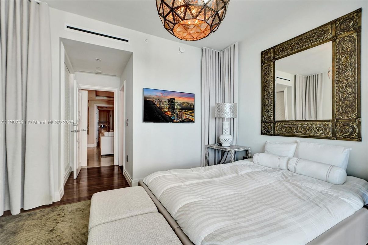 Bedroom, Chandelier, Interior, Wood Texture Flooring