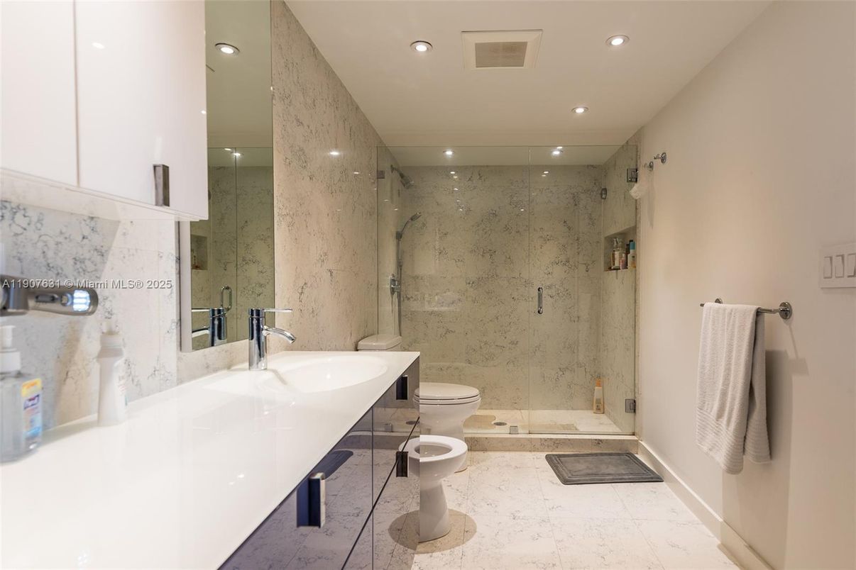 Bathroom, Glass Shower, Interior, Recessed Lighting