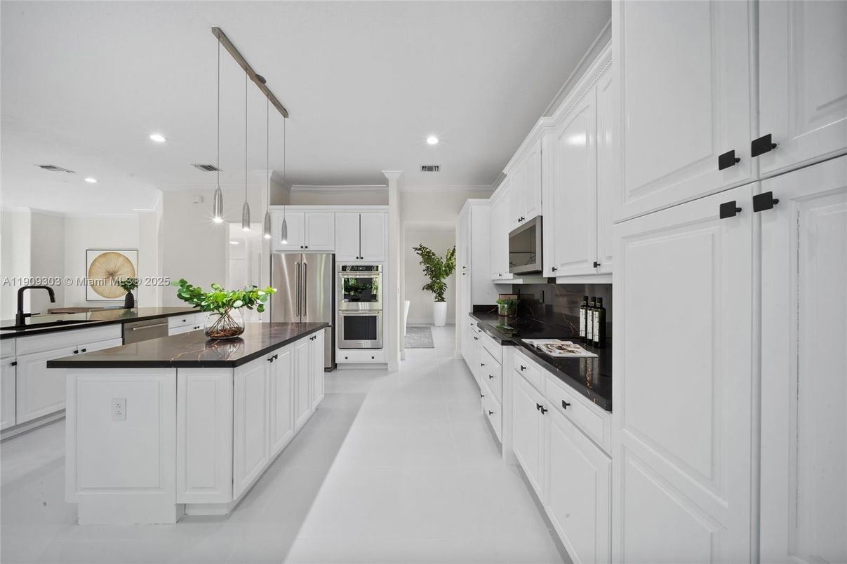 Interior, Kitchen, Pendant Lights, Recessed Lighting, Stainless Steel Appliances