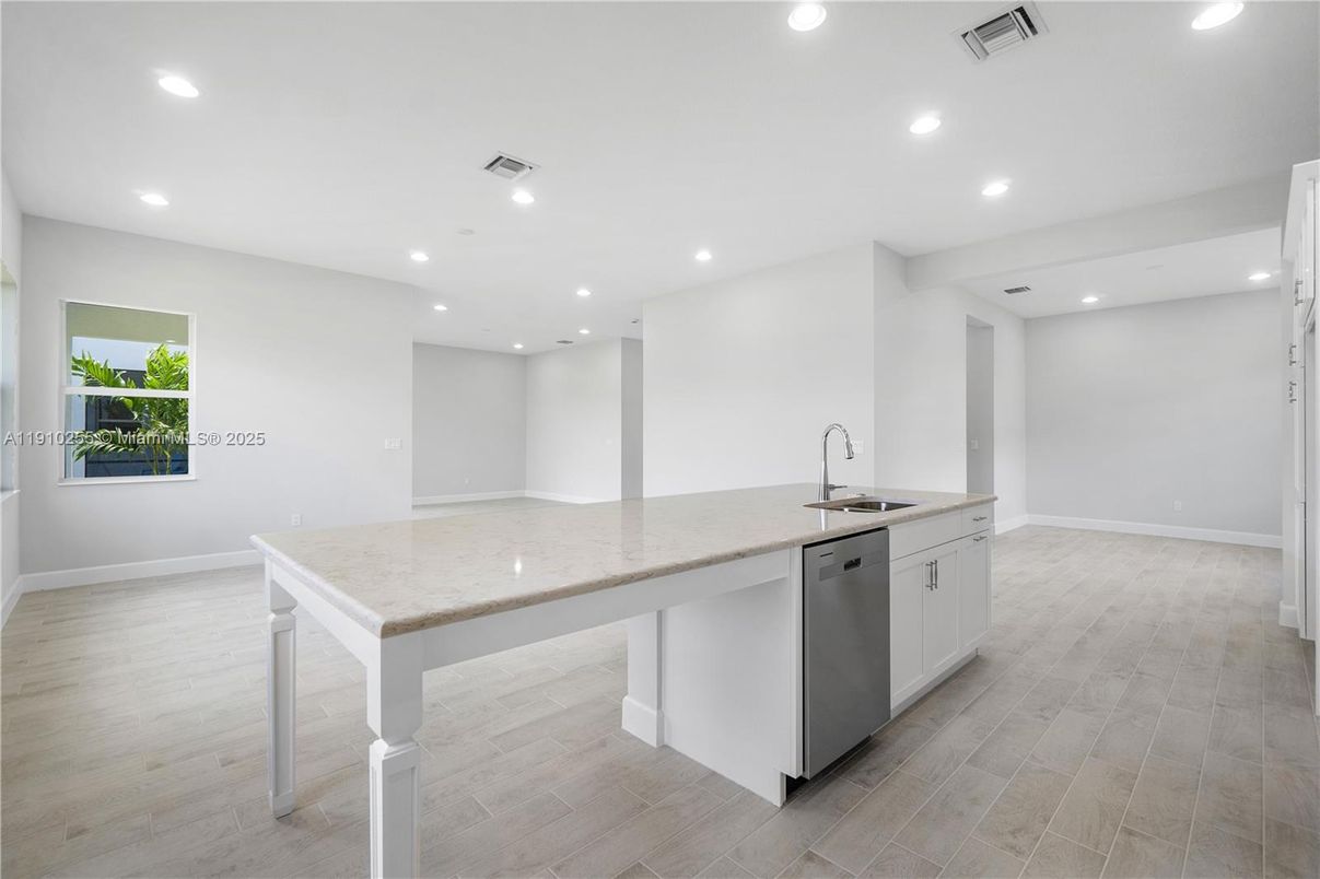 Interior, Kitchen, Recessed Lighting, Wood Texture Flooring