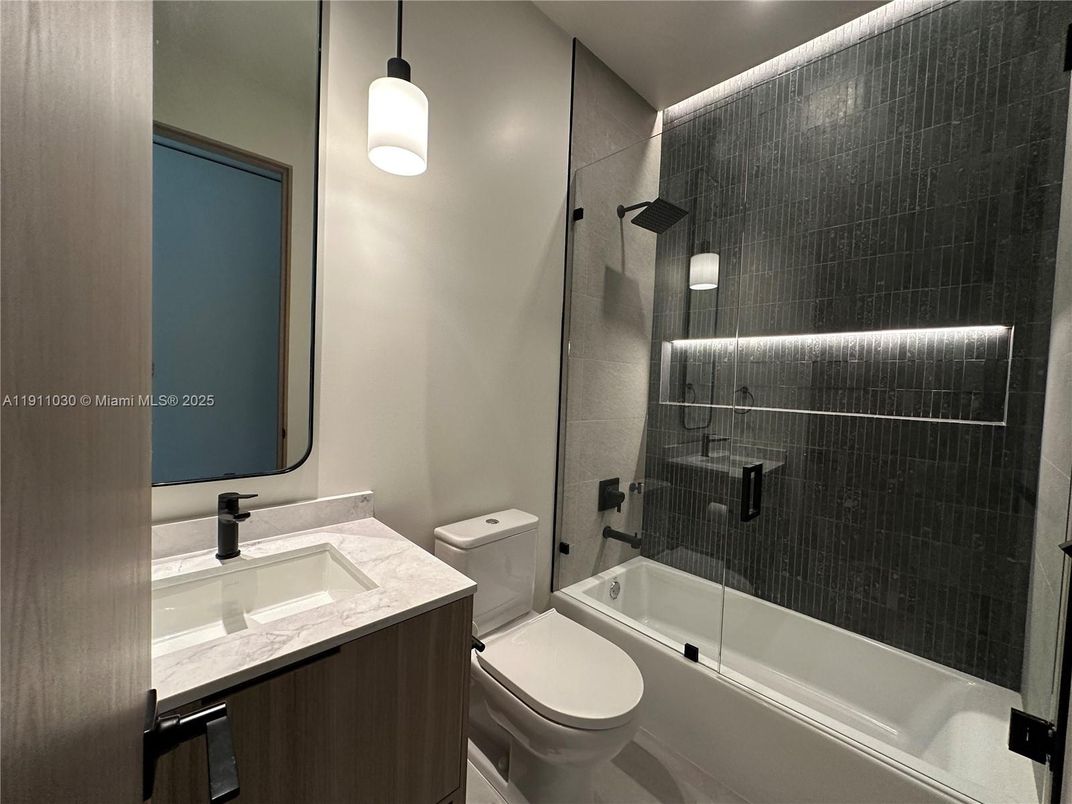 Bathroom, Glass Shower, Interior, Pendant Lights