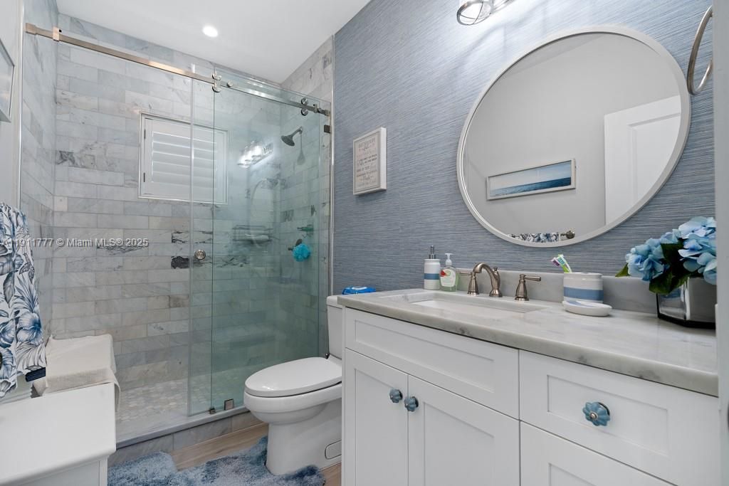 Bathroom, Glass Shower, Interior, Recessed Lighting