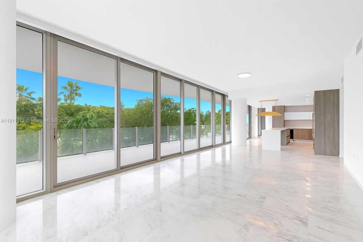 Empty room, Interior, Kitchen, Marble, Recessed Lighting, Water