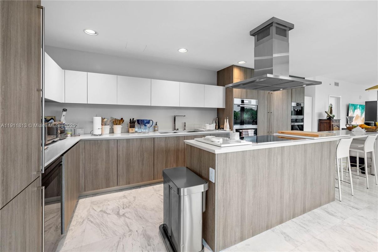 Interior, Kitchen, Marble, Recessed Lighting, Stainless Steel Appliances