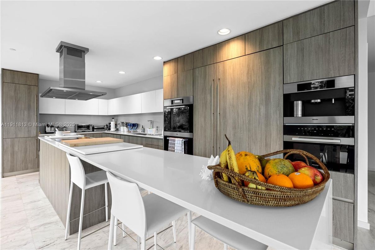 Interior, Kitchen, Marble, Recessed Lighting, Stainless Steel Appliances