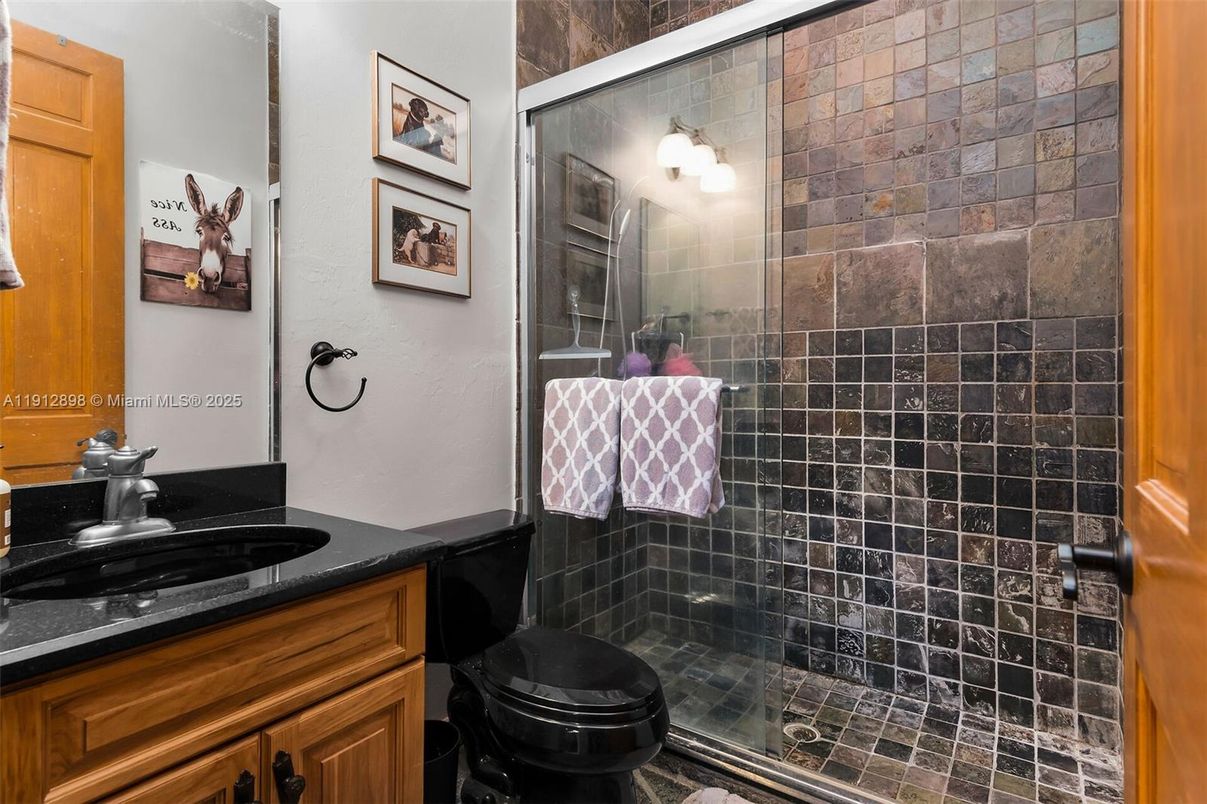 Bathroom, Glass Shower, Interior, Stone Walls
