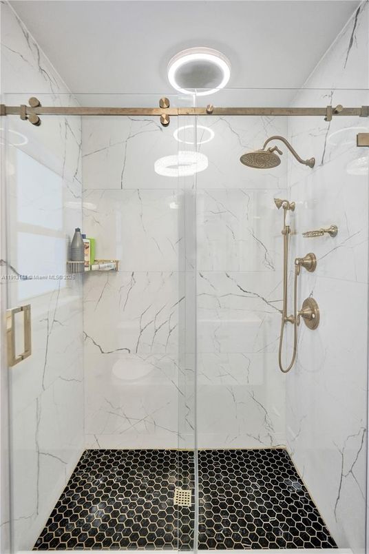 Bathroom, Glass Shower, Interior, Marble Walls