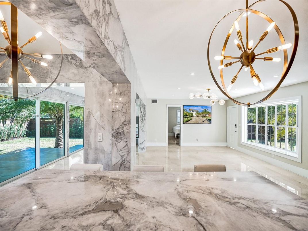 Empty room, Interior, Marble, Marble Walls, Pendant Lights, Recessed Lighting