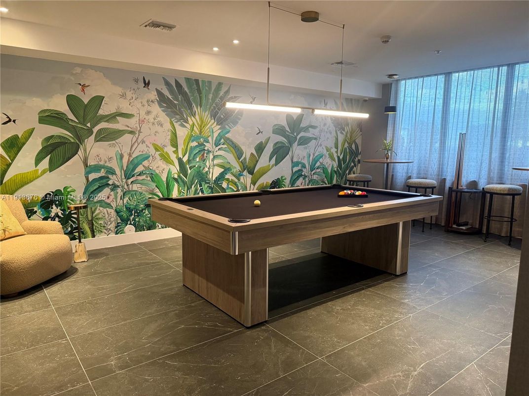 Billiard Table, Game Room, Interior, Pendant Lights, Recessed Lighting