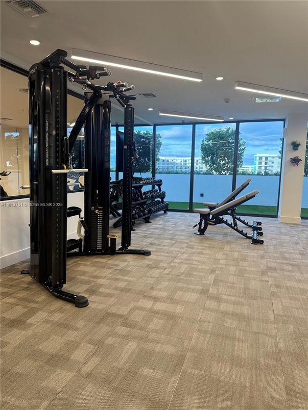 Fitness Equipment, Gym, Interior, Recessed Lighting, Water