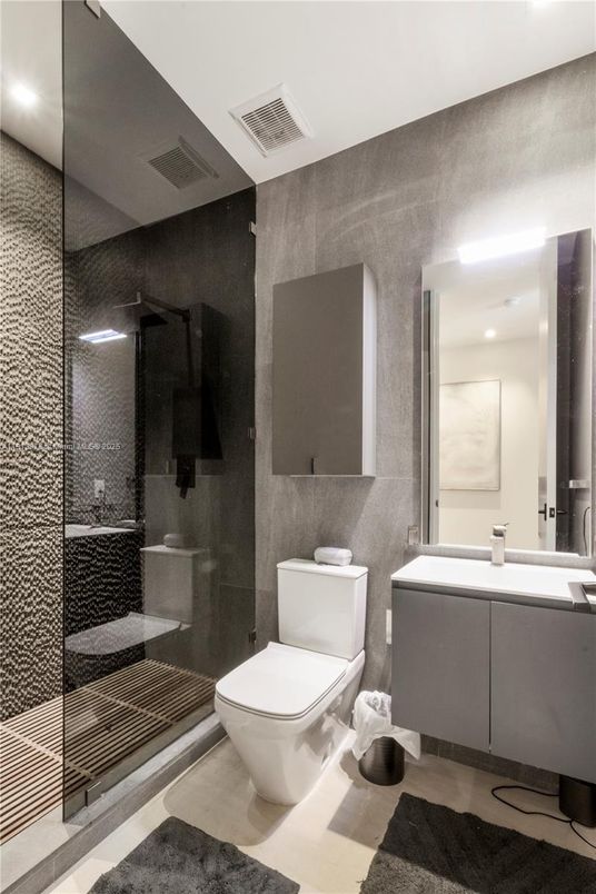 Bathroom, Glass Shower, Interior, Recessed Lighting