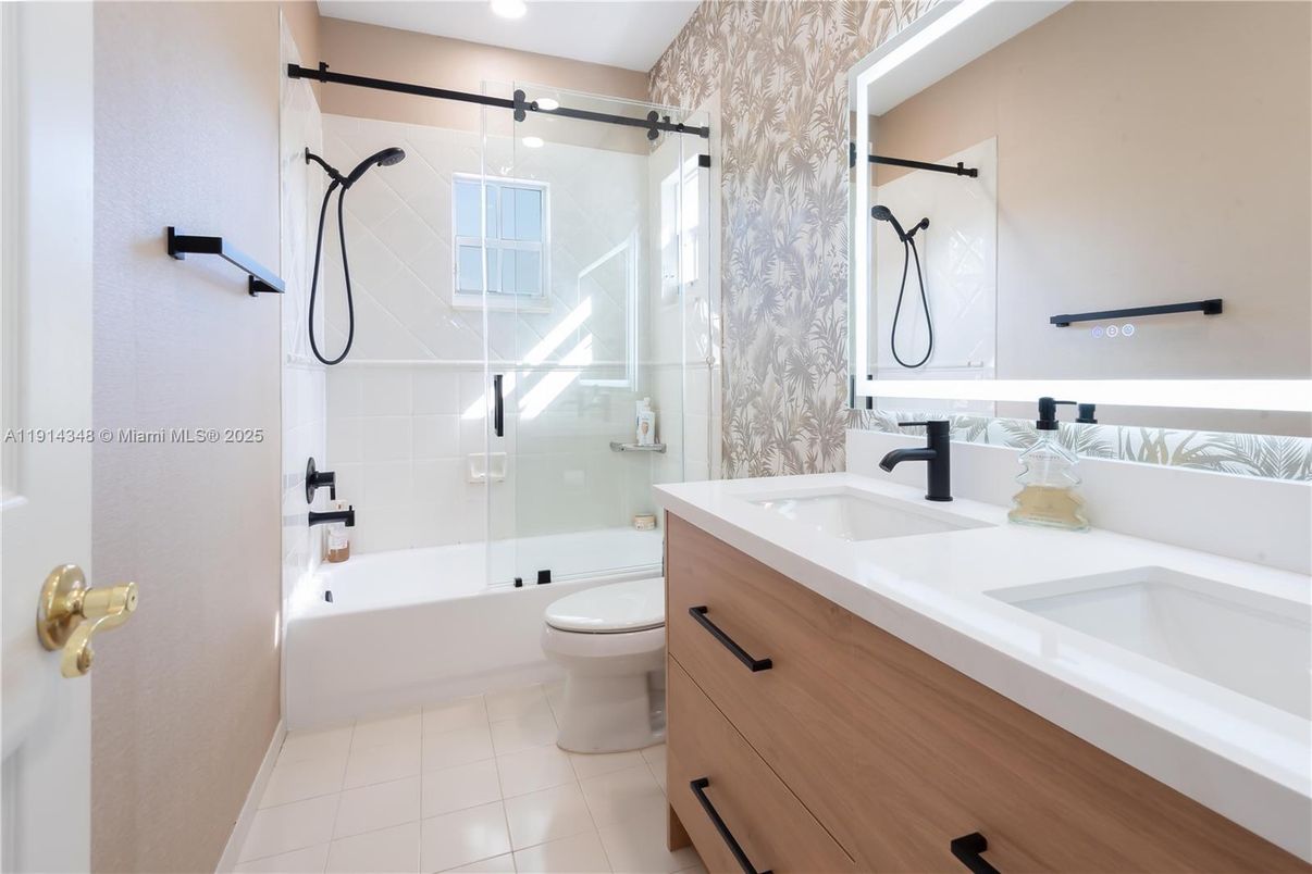 Bathroom, Dual Sink Vanities, Glass Shower, Interior, Recessed Lighting