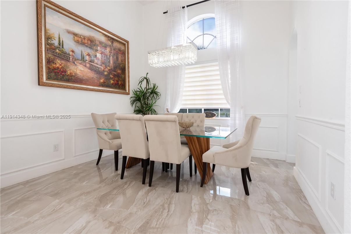 Chandelier, Dining room, Interior, Marble