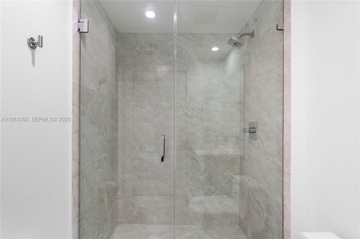 Bathroom, Glass Shower, Interior, Recessed Lighting