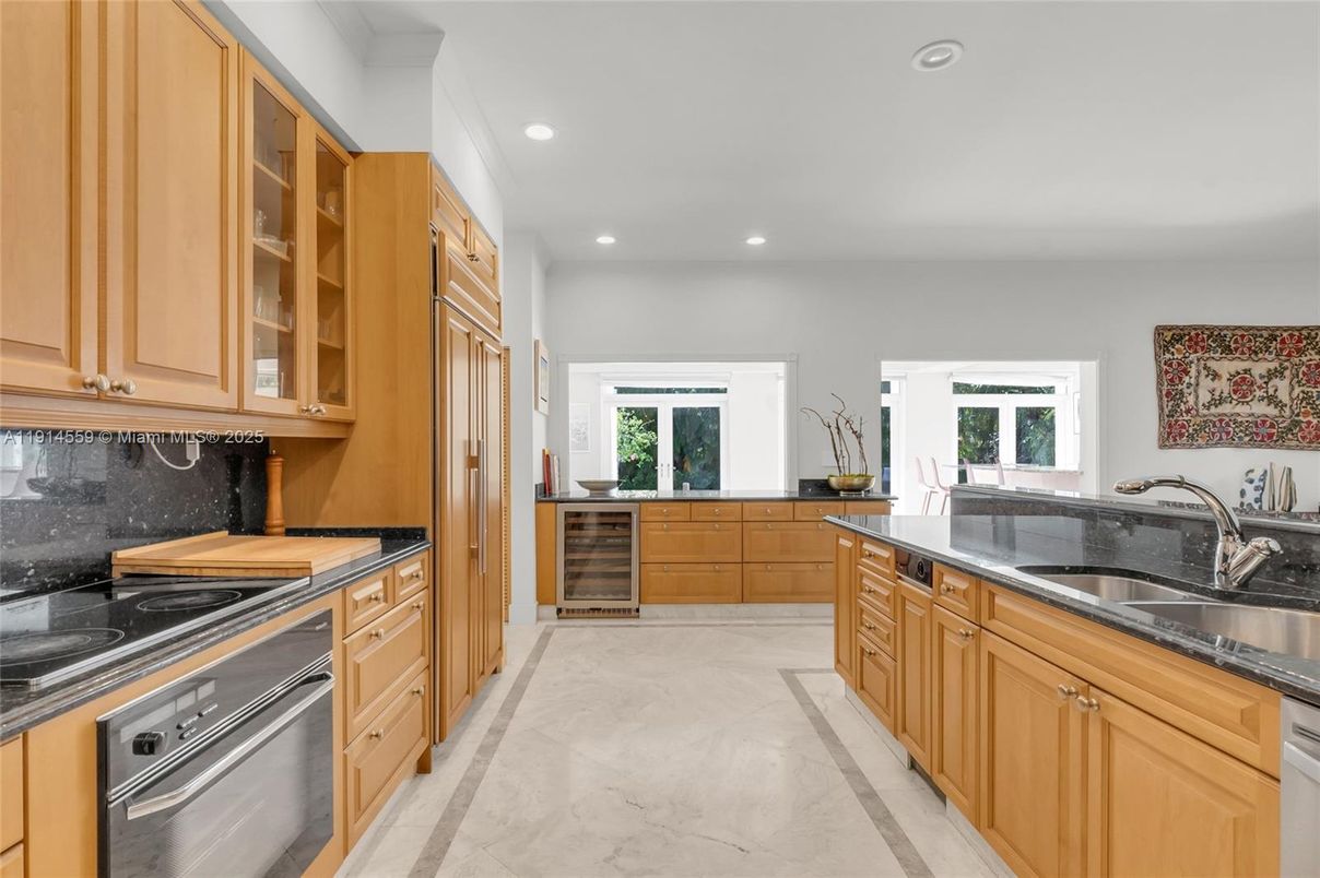 Interior, Kitchen, Marble, Recessed Lighting, Stainless Steel Appliances