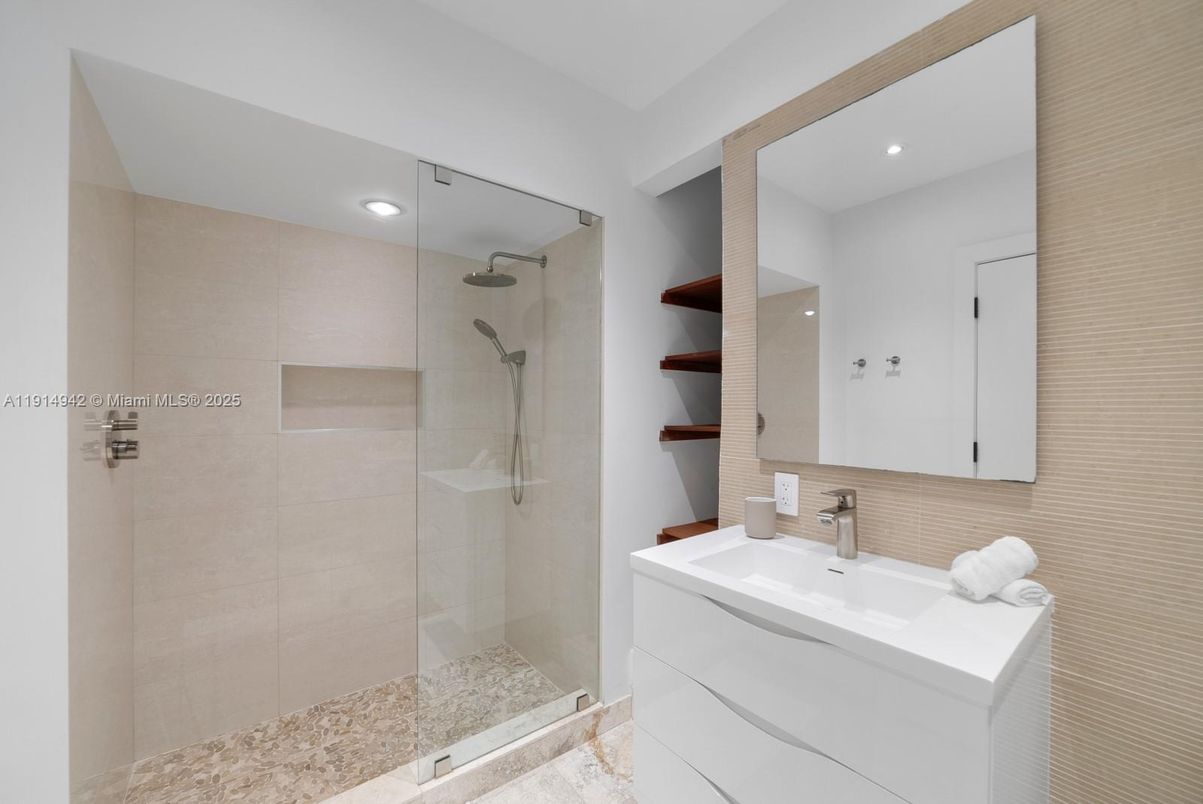 Bathroom, Glass Shower, Interior, Recessed Lighting