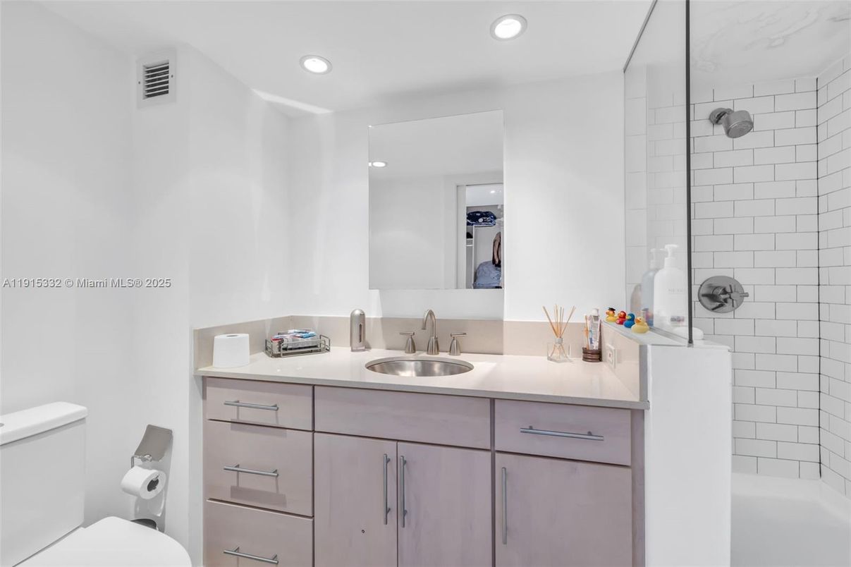 Bathroom, Glass Shower, Interior, Recessed Lighting