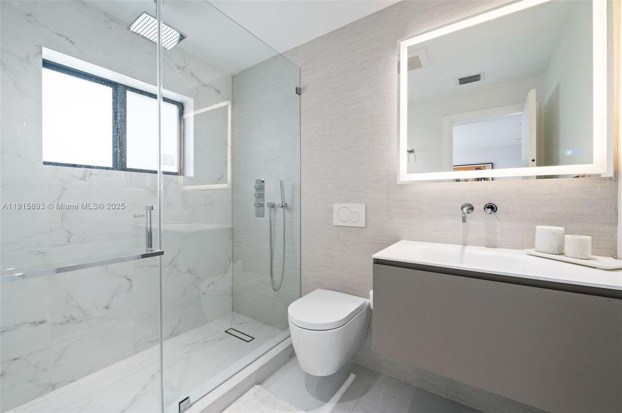 Bathroom, Glass Shower, Interior, Marble Walls