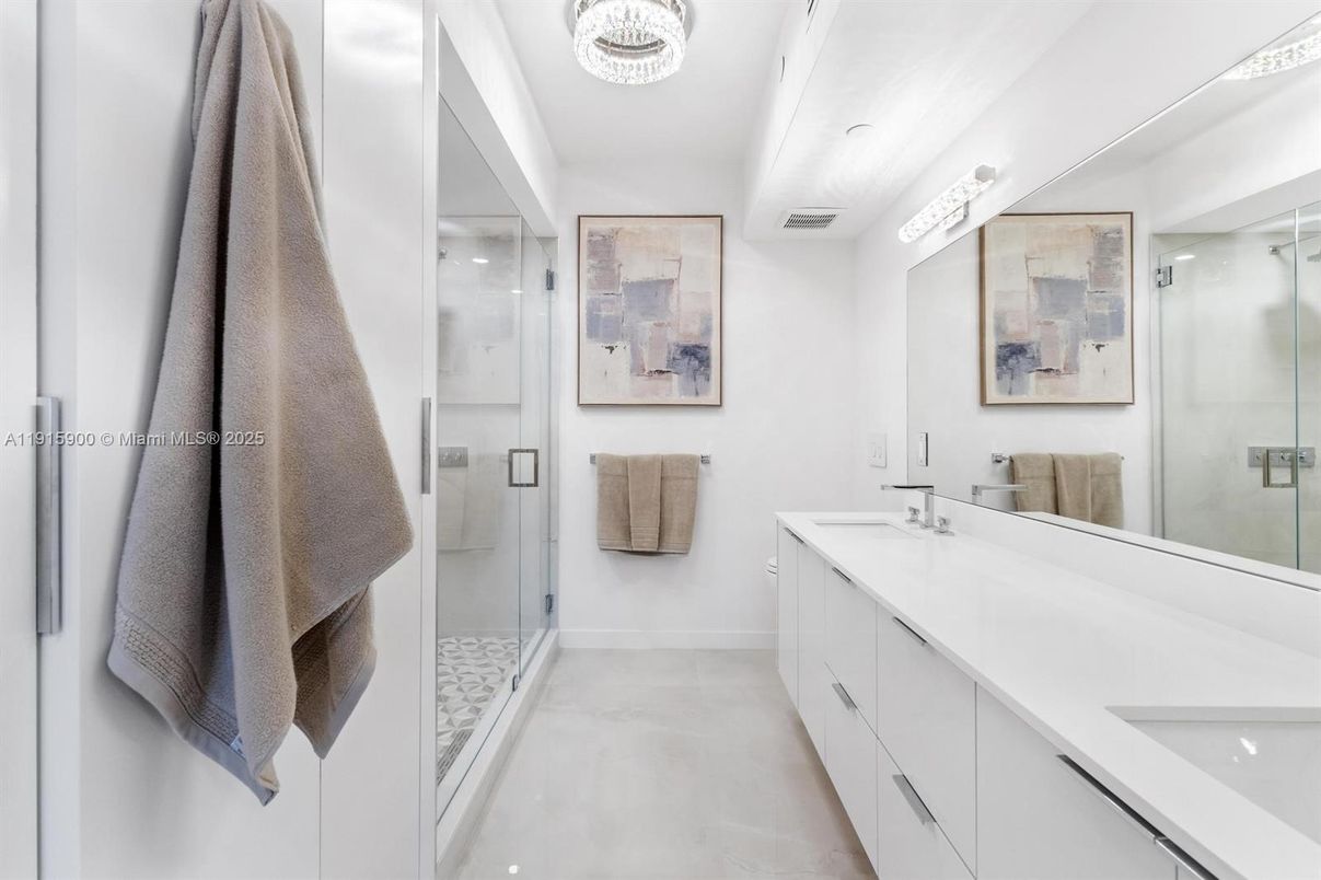 Bathroom, Dual Sink Vanities, Glass Shower, Interior