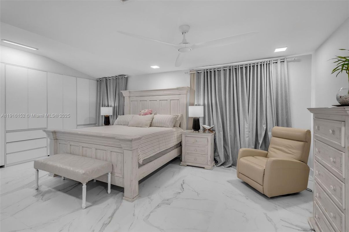 Bedroom, Interior, Marble, Recessed Lighting