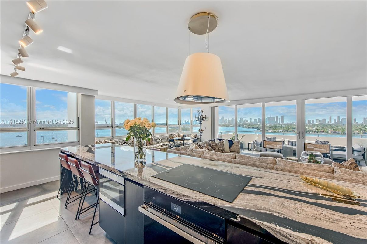 Dining room, Interior, Pendant Lights, Water
