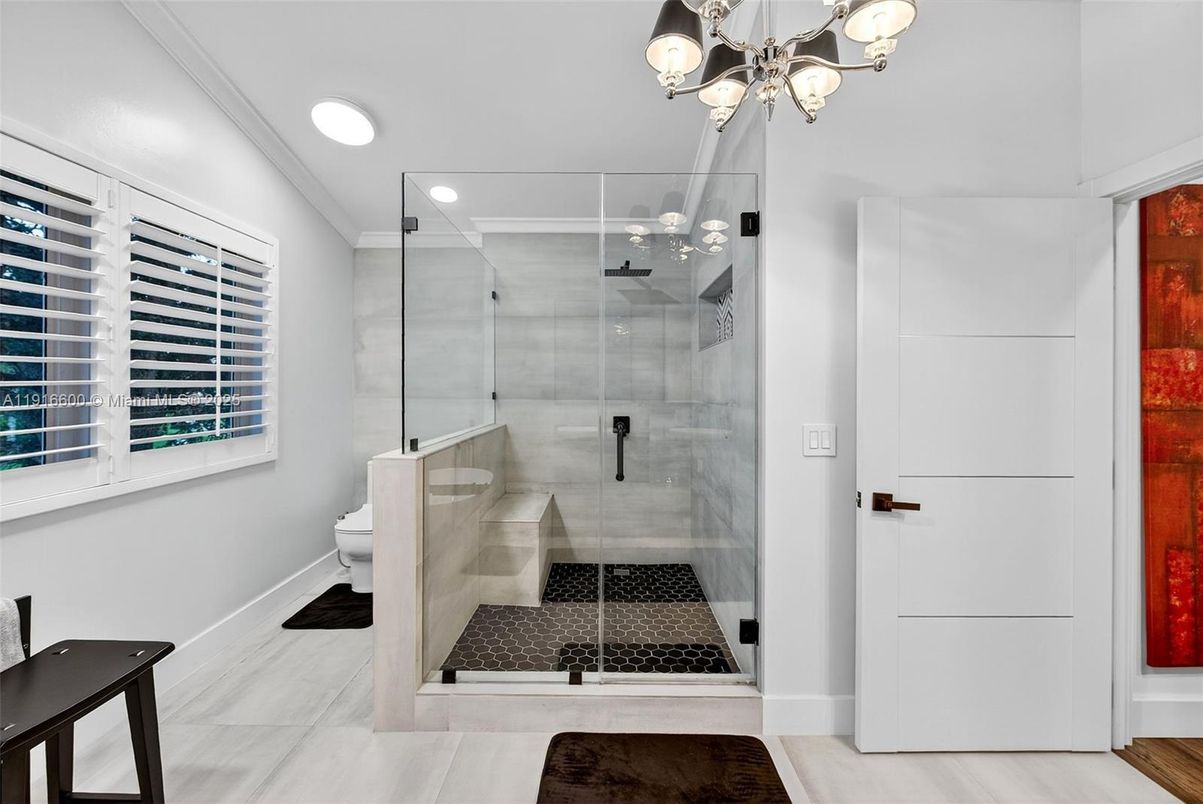 Bathroom, Glass Shower, Interior, Recessed Lighting