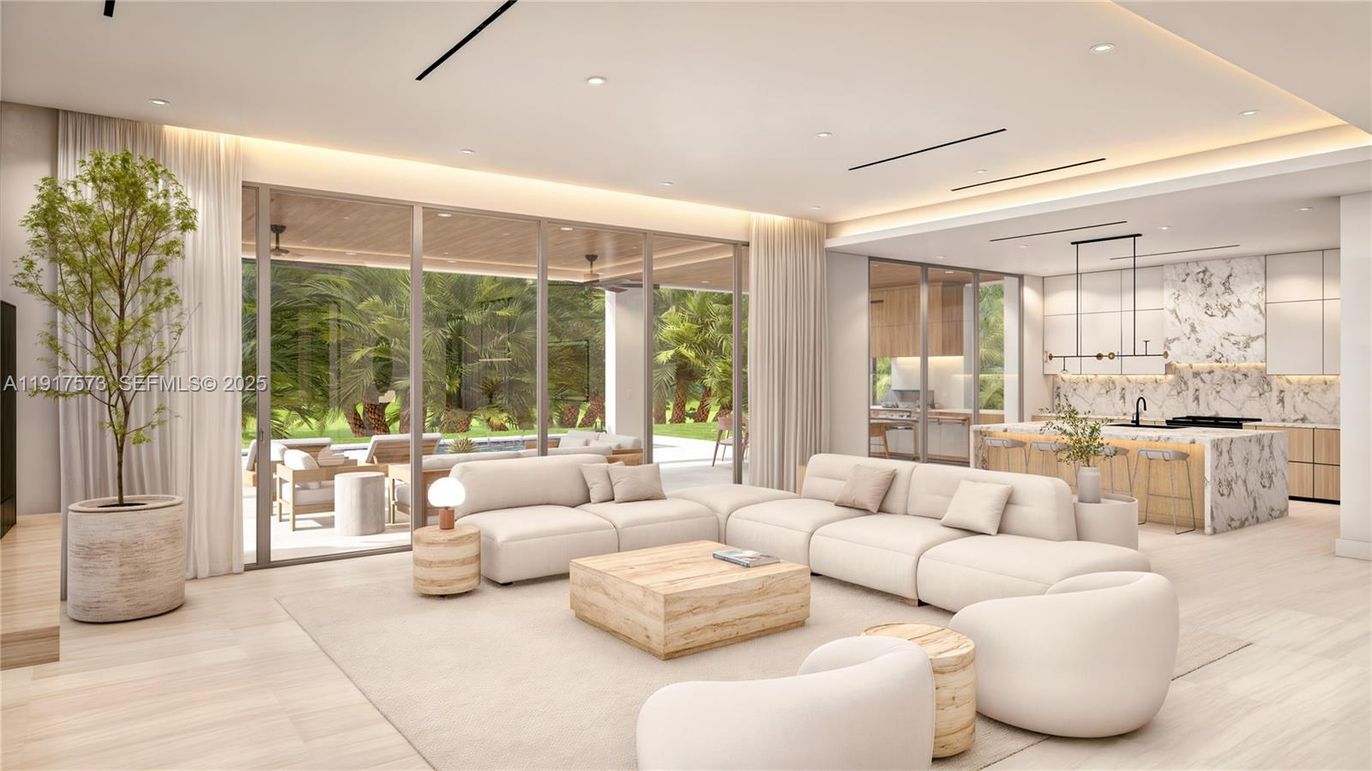 Interior, Kitchen, Living room, Marble Walls, Recessed Lighting