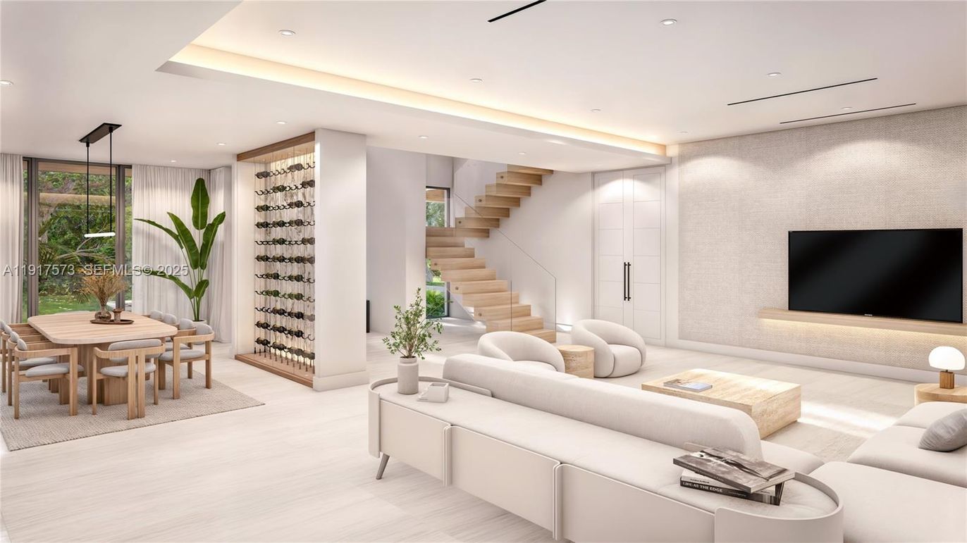 Dining room, Interior, Living room, Recessed Lighting, Wine Storage