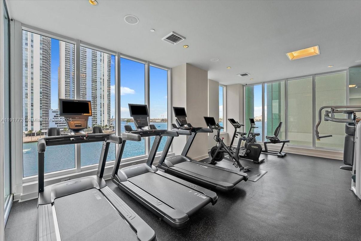 Fitness Equipment, Gym, Interior, Recessed Lighting, Water