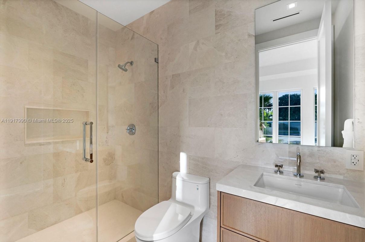 Bathroom, Glass Shower, Interior, Recessed Lighting