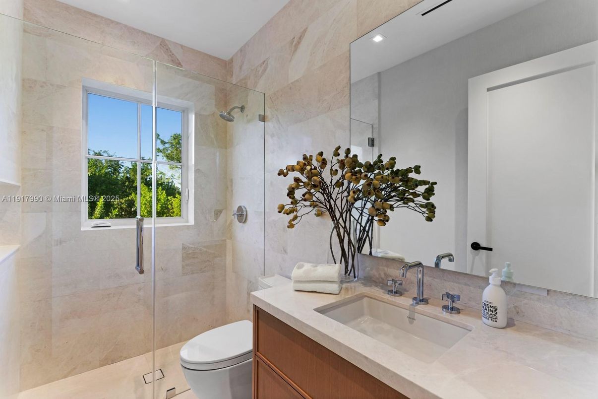 Bathroom, Glass Shower, Interior, Recessed Lighting