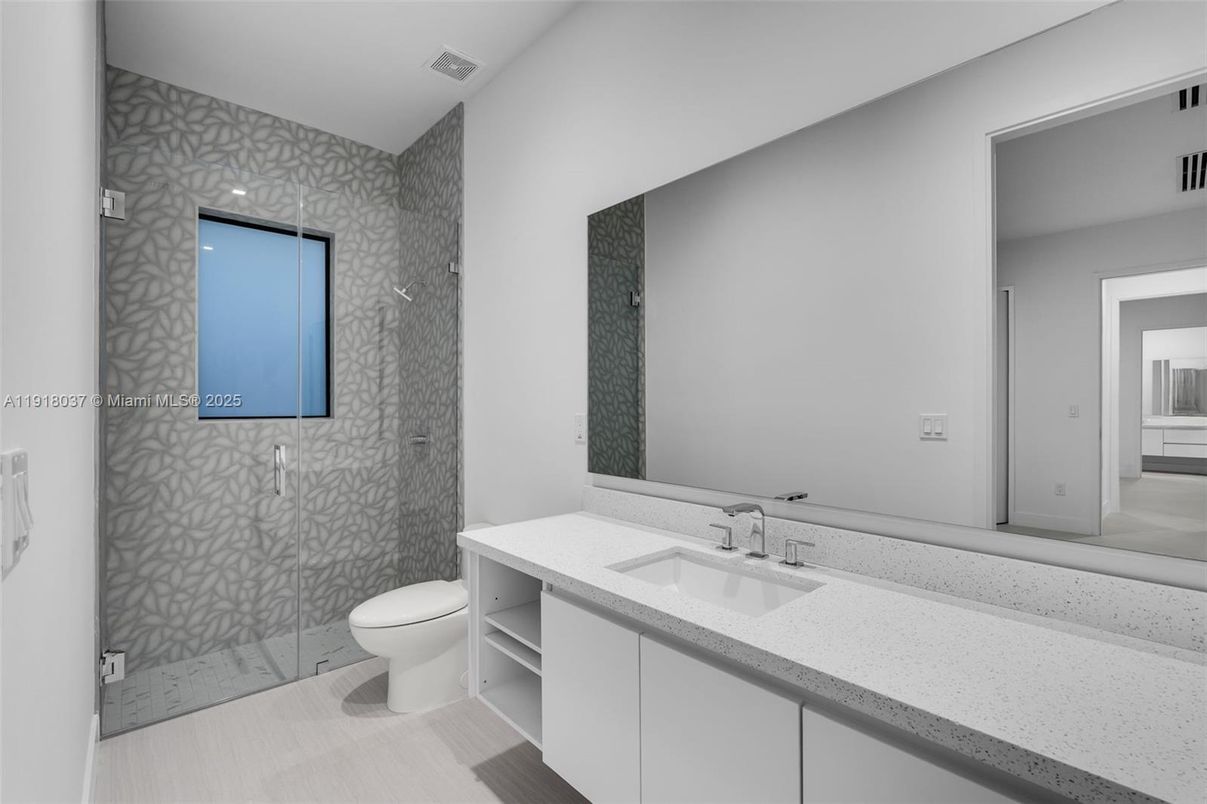 Bathroom, Glass Shower, Interior, Wood Texture Flooring