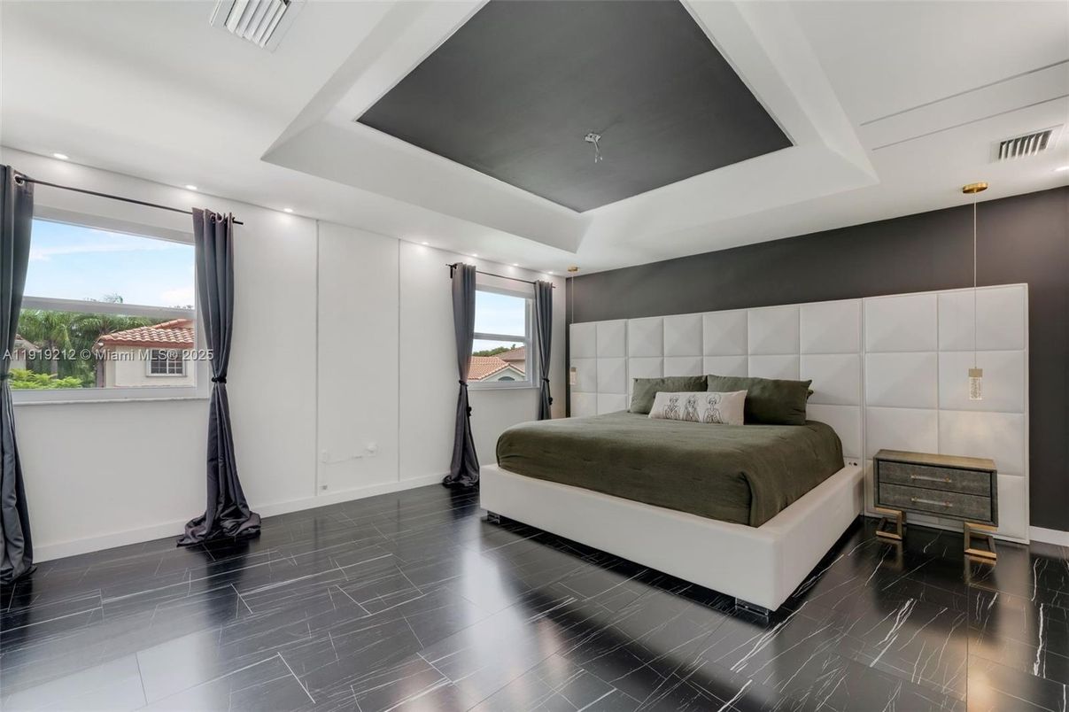 Bedroom, Interior, Marble, Recessed Lighting