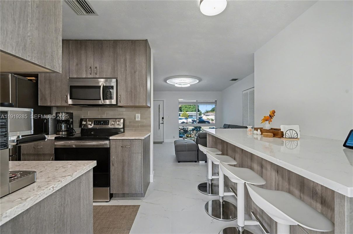 Interior, Kitchen, Marble, Stainless Steel Appliances