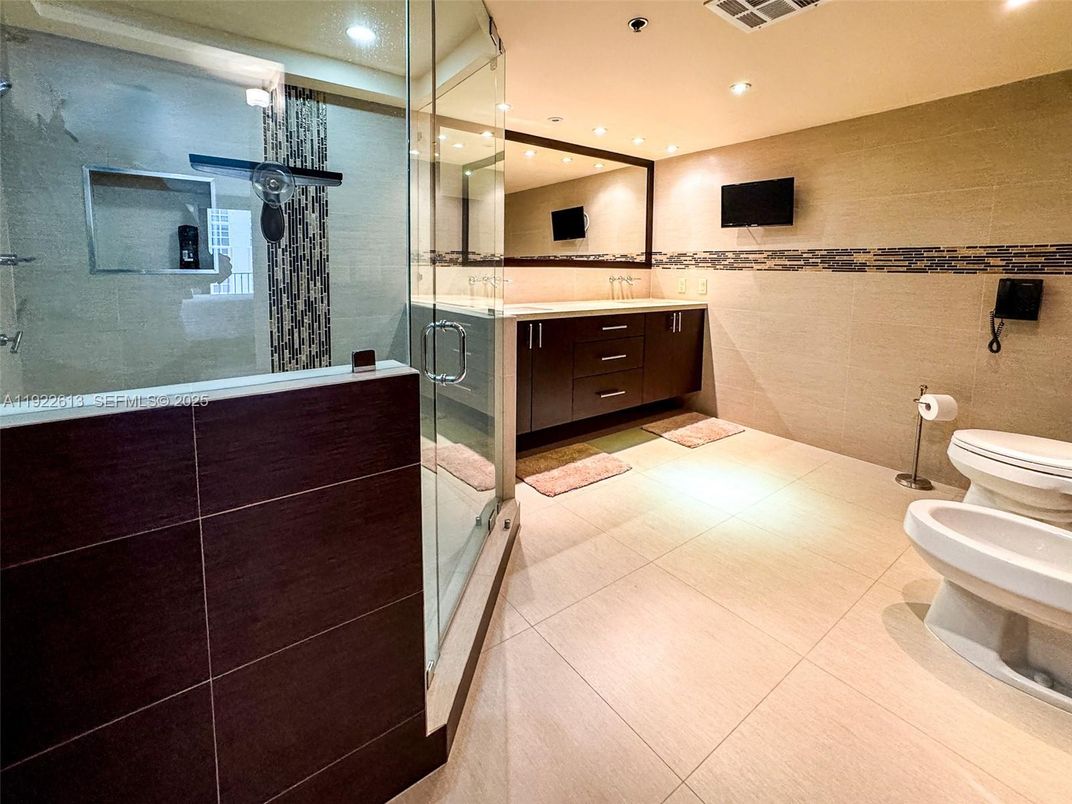 Bathroom, Glass Shower, Interior, Recessed Lighting
